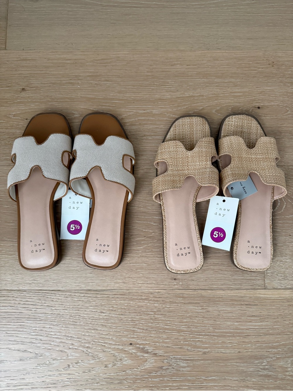 a new day Beige and Cream Slide Sandals - Women's 5½